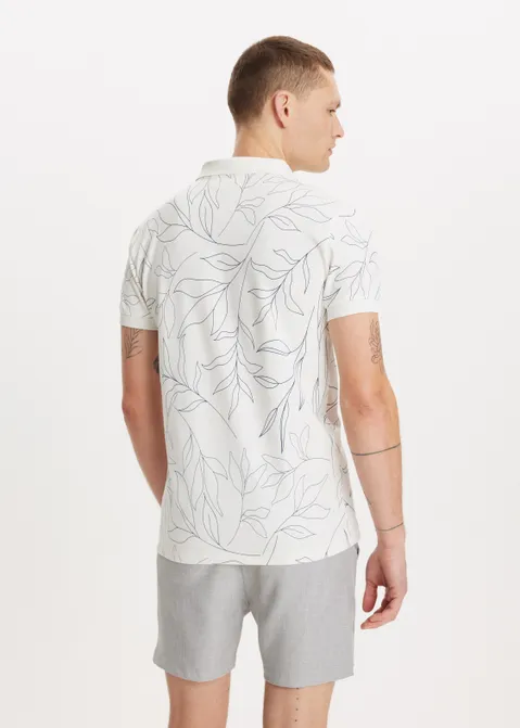 Polo met print floral off-white (WIT.O)