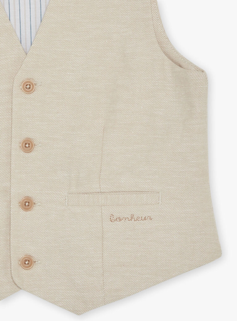 Gilet beige sans manches en lin