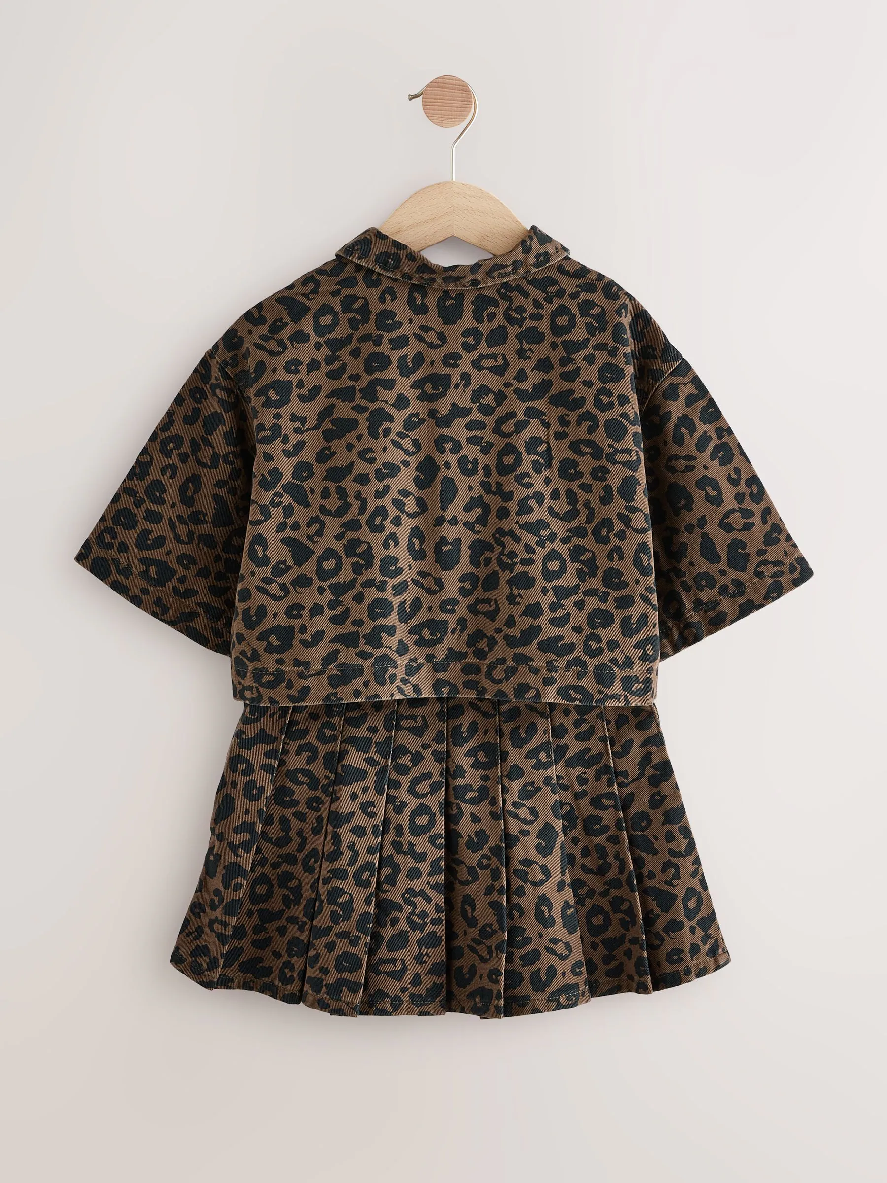 Dierenprint - Set van blouse en geplooide rok (3-16jr)