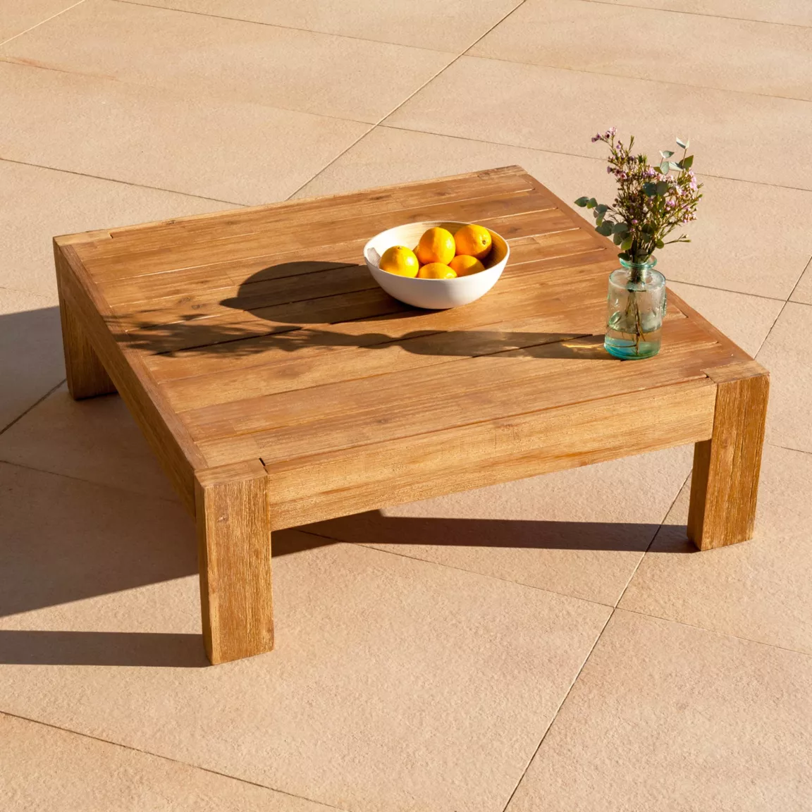 Salon de jardin en bois d'acacia 2 places 3 pcs Borneo Sable