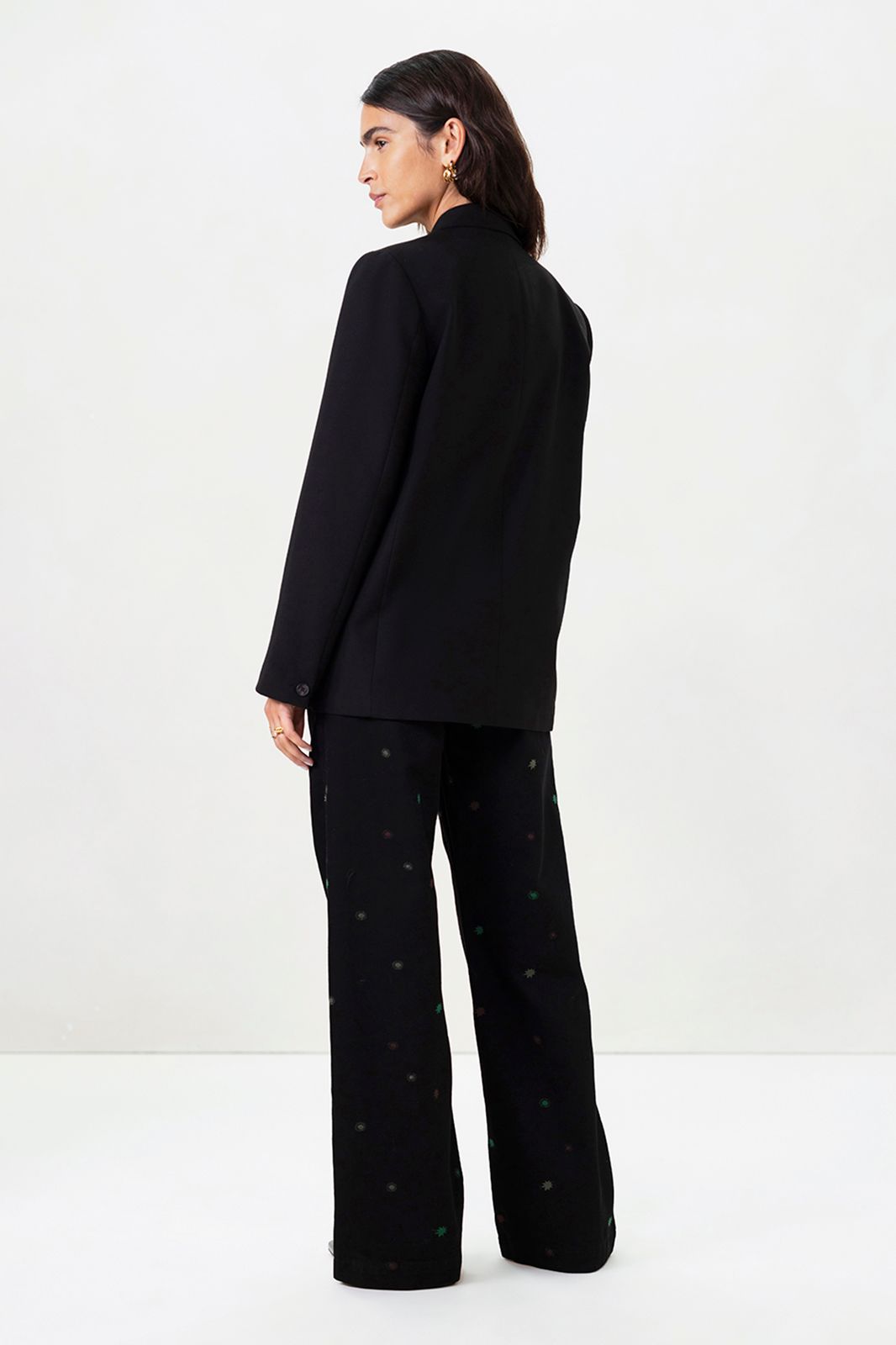 Zwarte straight leg jeans met embroidery