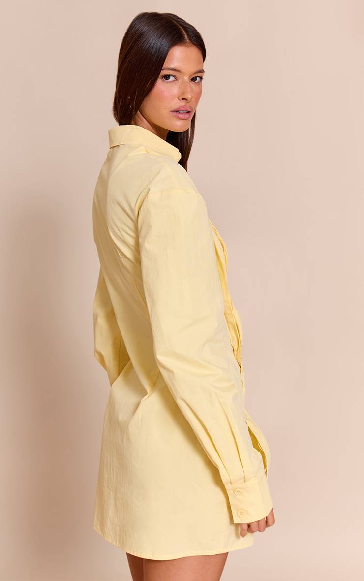 Citron Robe Chemise Asymétrique À Manches Longues Avec Boutonnage