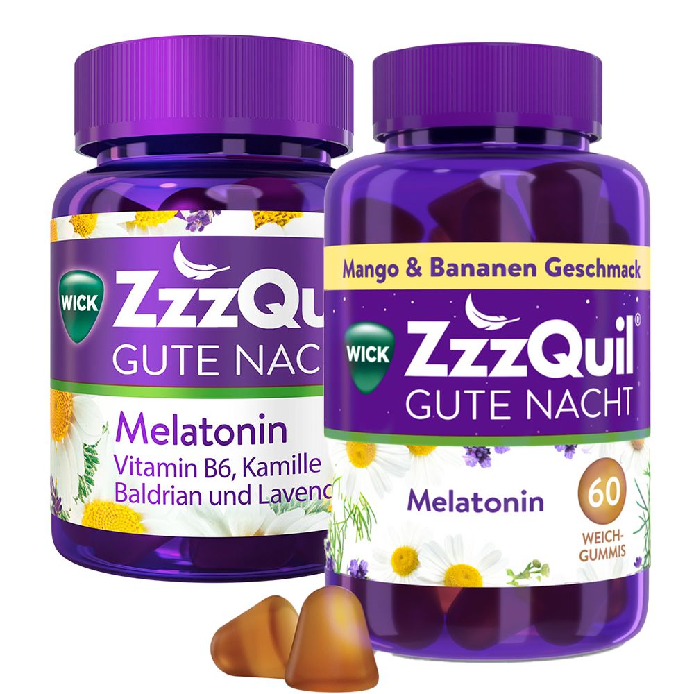 WICK ZzzQuil Gute Nacht mit Melatonin Mango-Banane + WICK ZzzQuil Gute Nacht mit Melatonin
