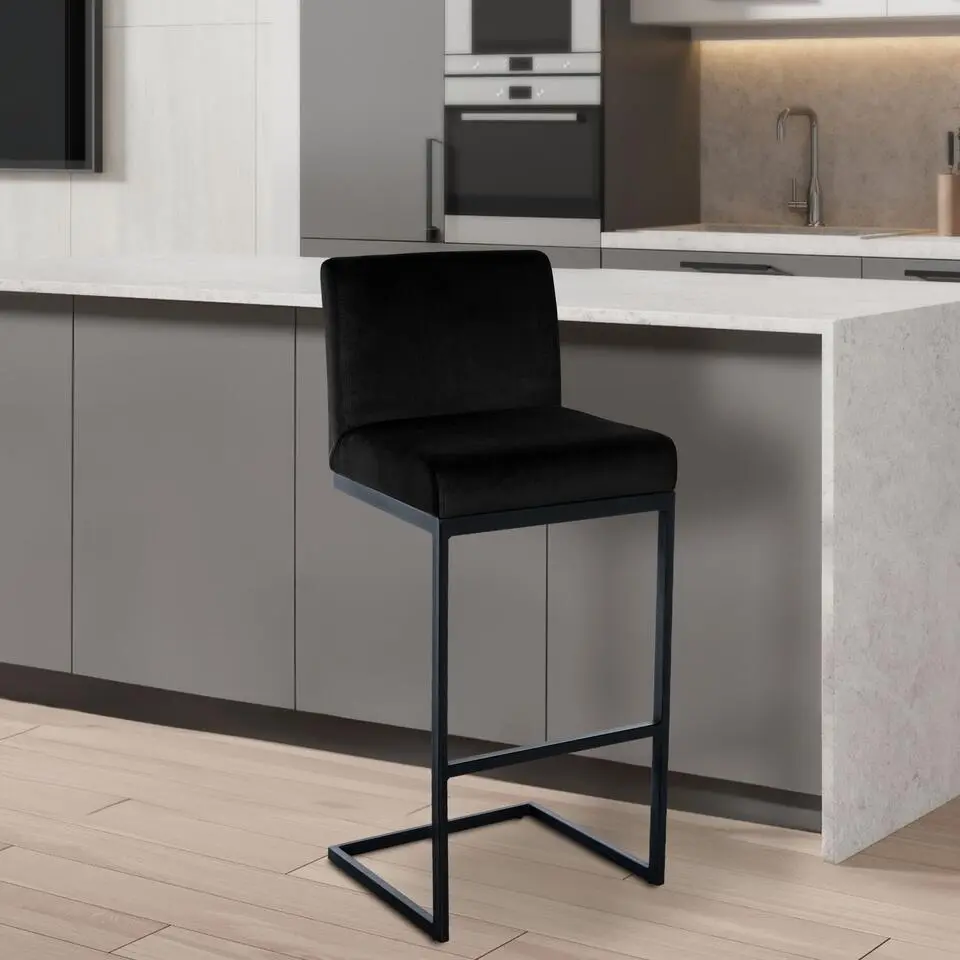 CLP Barkruk Hopewell zwart Frame - Fluweel - zwart