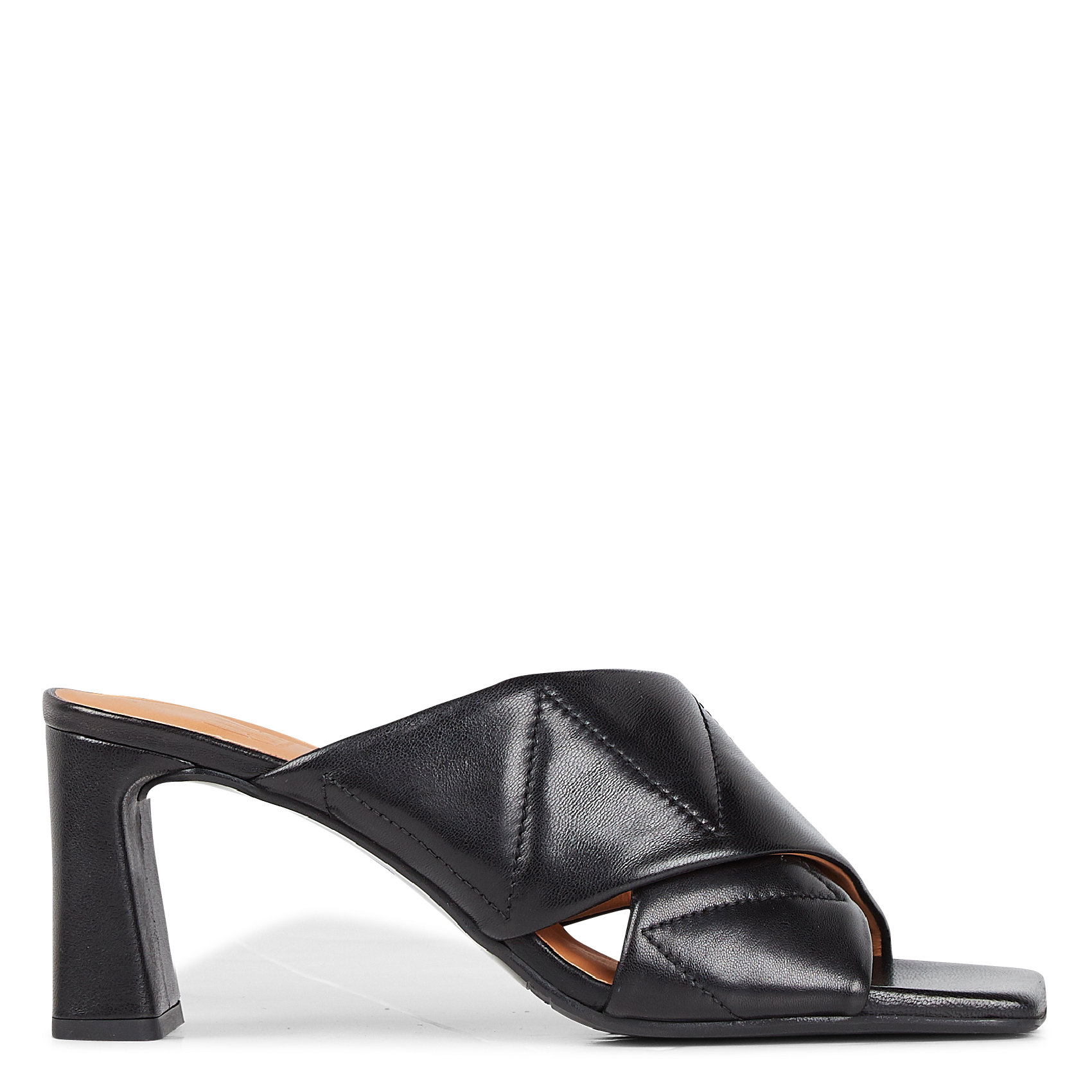 Mules à talon en cuir| Noir