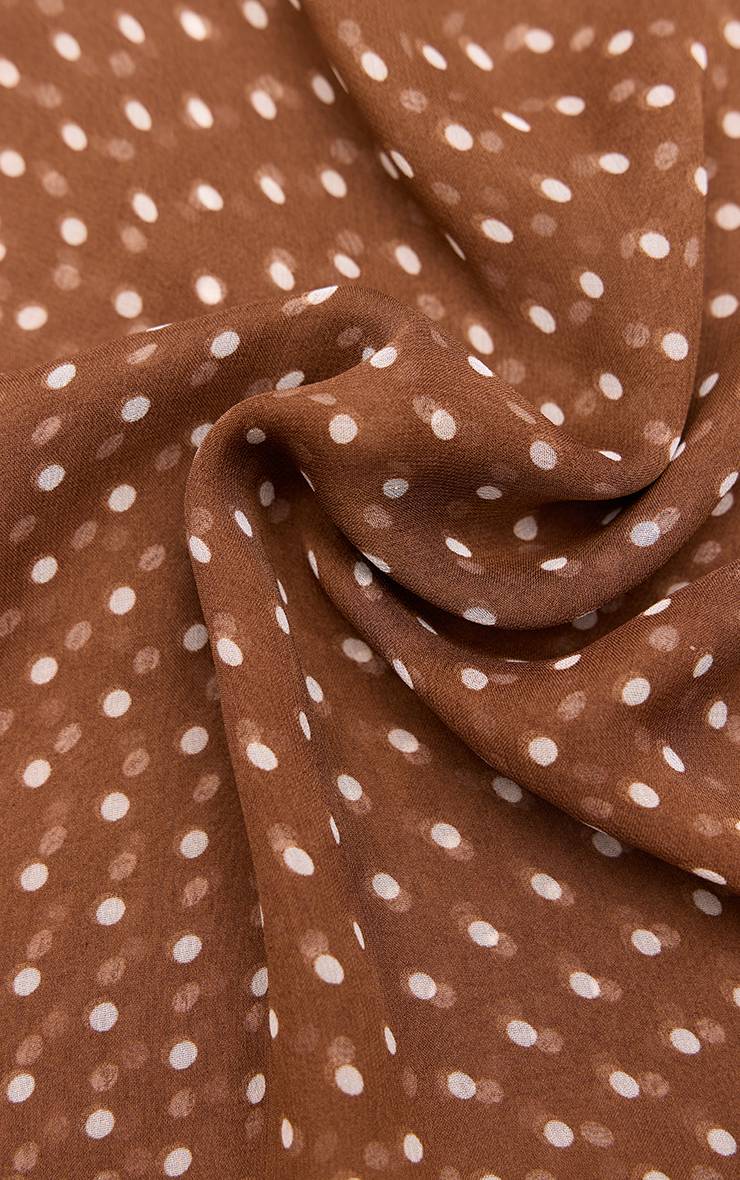 Marron Foulard Long En Mousseline À Pois