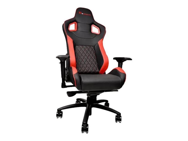 Ttesports GT-Fit 100 - Stol - armstøtter - T-formet - drejeled - aluminium, PVC, stål, kunstig læder, high-density skum - sort, rød