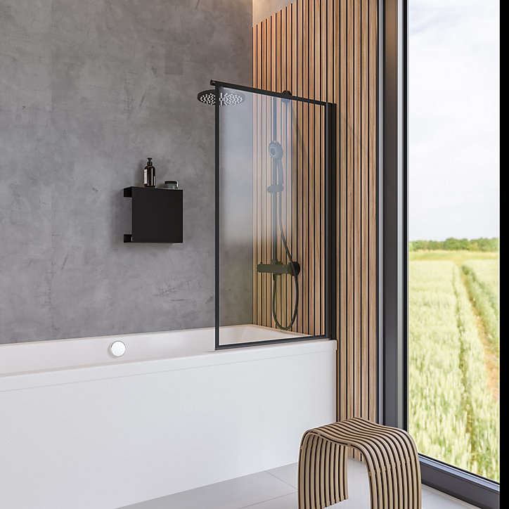 Pare baignoire pivotant noir 140 x 80cm Schulte