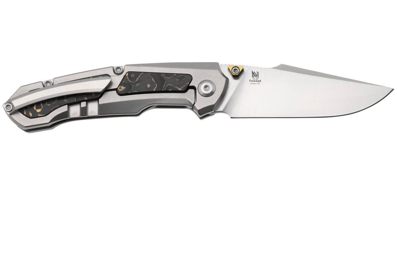 Kizer Feweed KI3694A4 Satin Zwear-PM, Titanium Camo Carbon Gold Inlay, zakmes