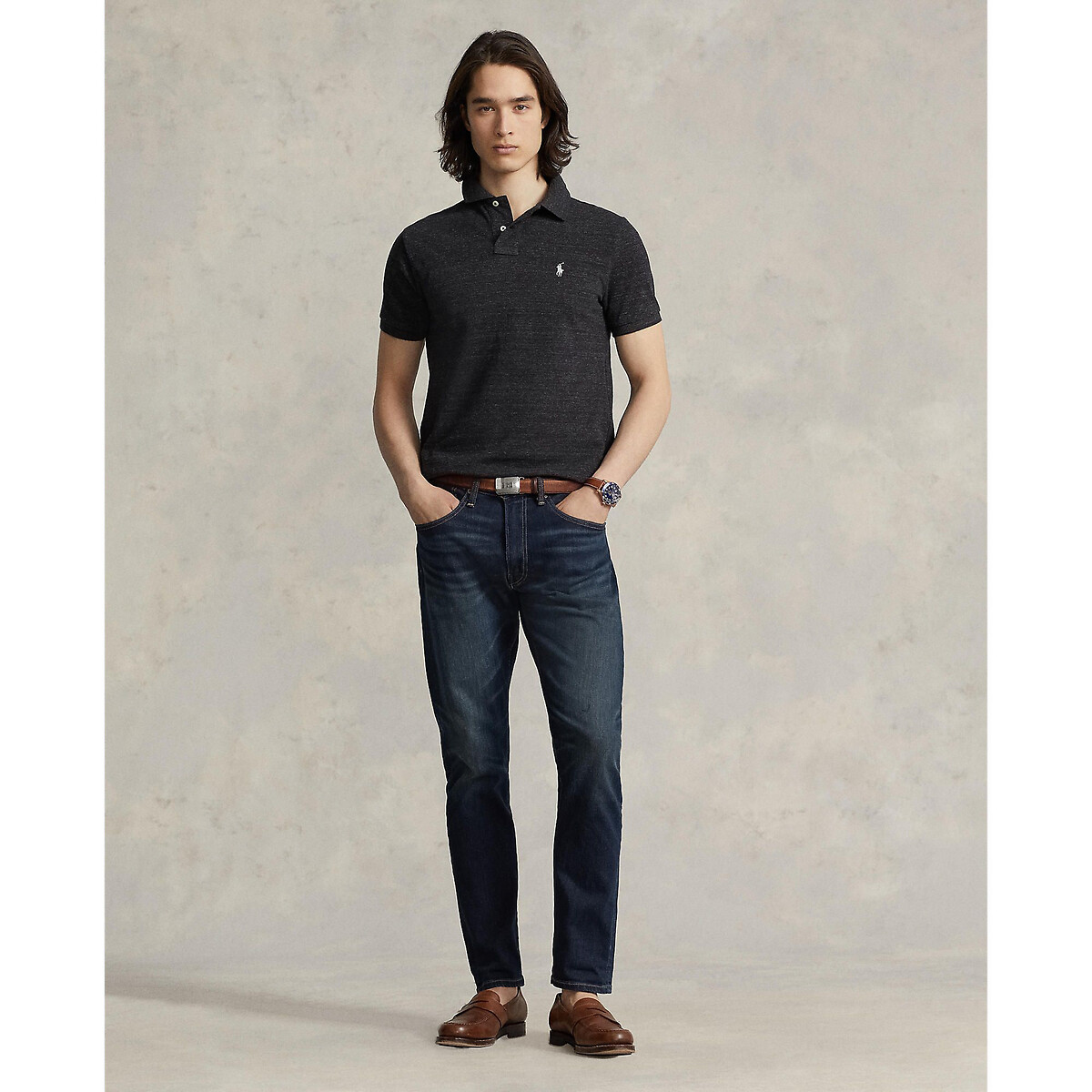 POLO RALPH LAUREN<br>Polo slim fit confeccionado em piqué de algodão