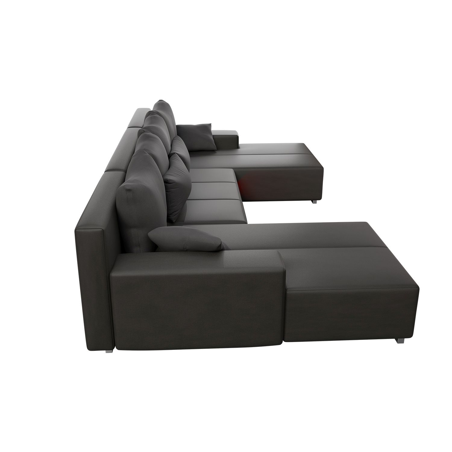 Juskys Sofa Malbun - Bequemes Wohnlandschaft mit Schlaffunktion, Bettkasten, Samt & LED - Dunkelgrau