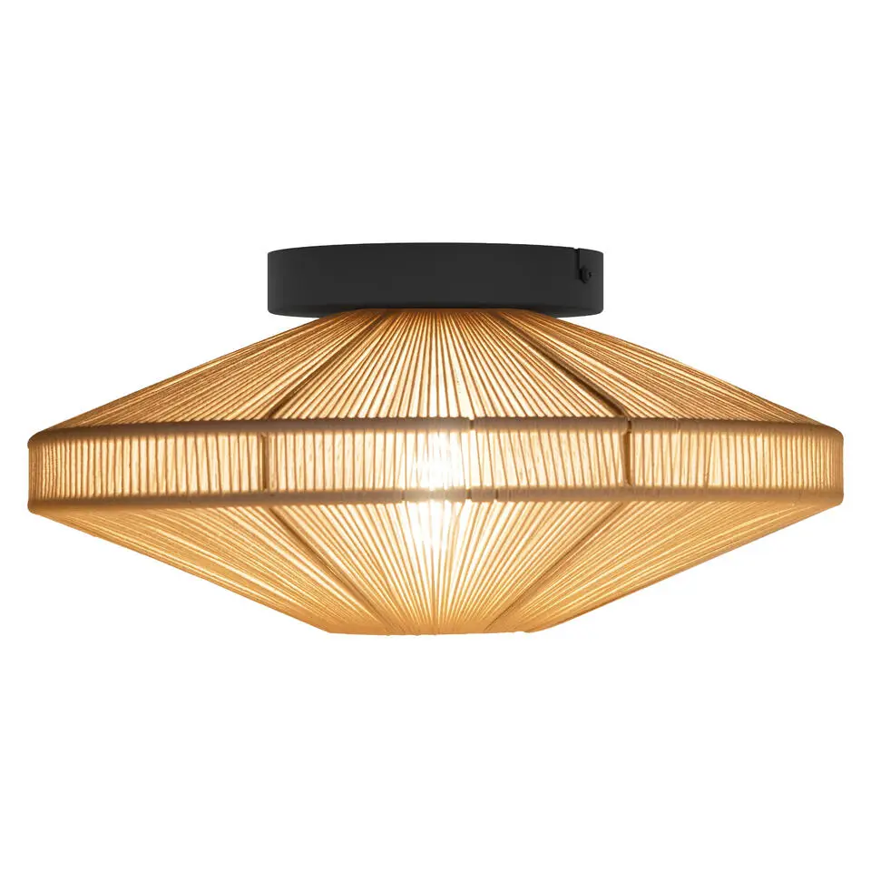 EGLO Midsumer Plafondlamp - E27 - Ø 38 cm - Zwart/Crème - Textiel