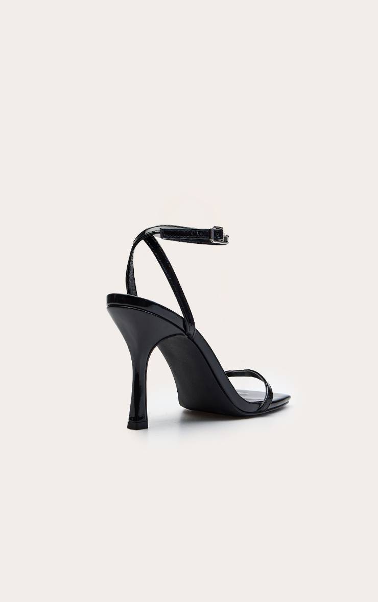 Noir Sandale À Talon Mi-haut À Bout Carré Effet Nu En Synthétiquecuir