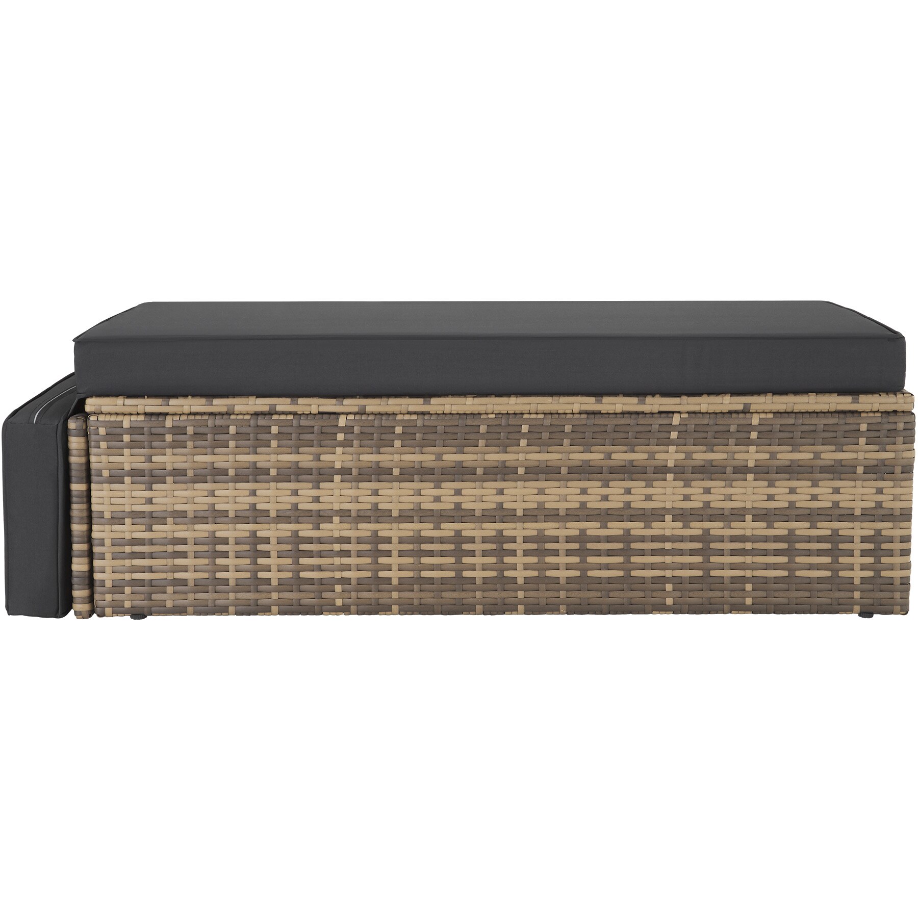 tectake® Rattan Lounge, 2-Sitzer, UV-beständig, Hocker mit klappbarer Stütze
