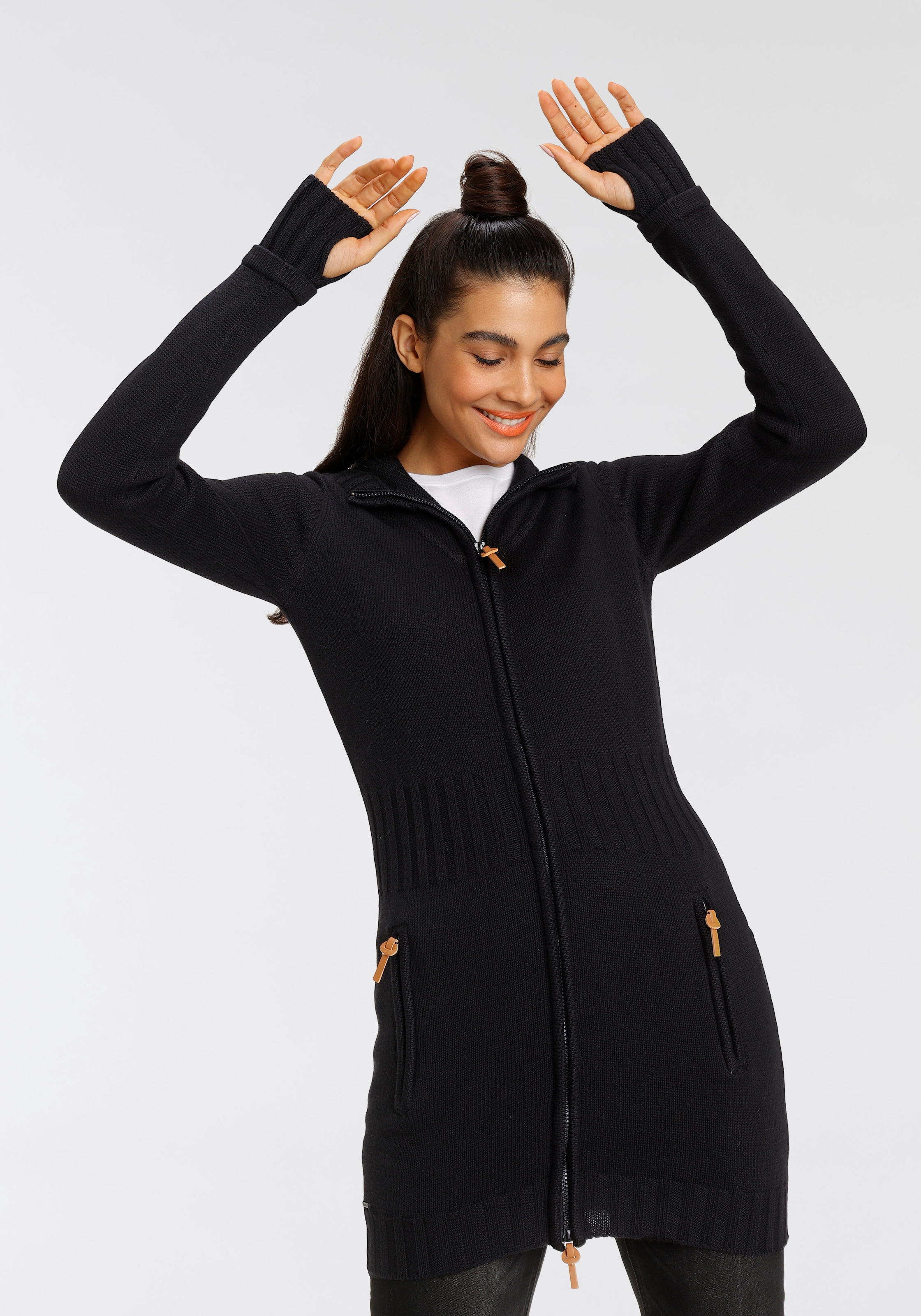 KangaROOS Kapuzenstrickjacke , in schmeichelnder Longform