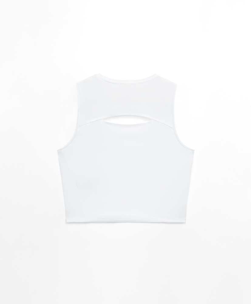 Top cropped sem mangas técnico microperfurado