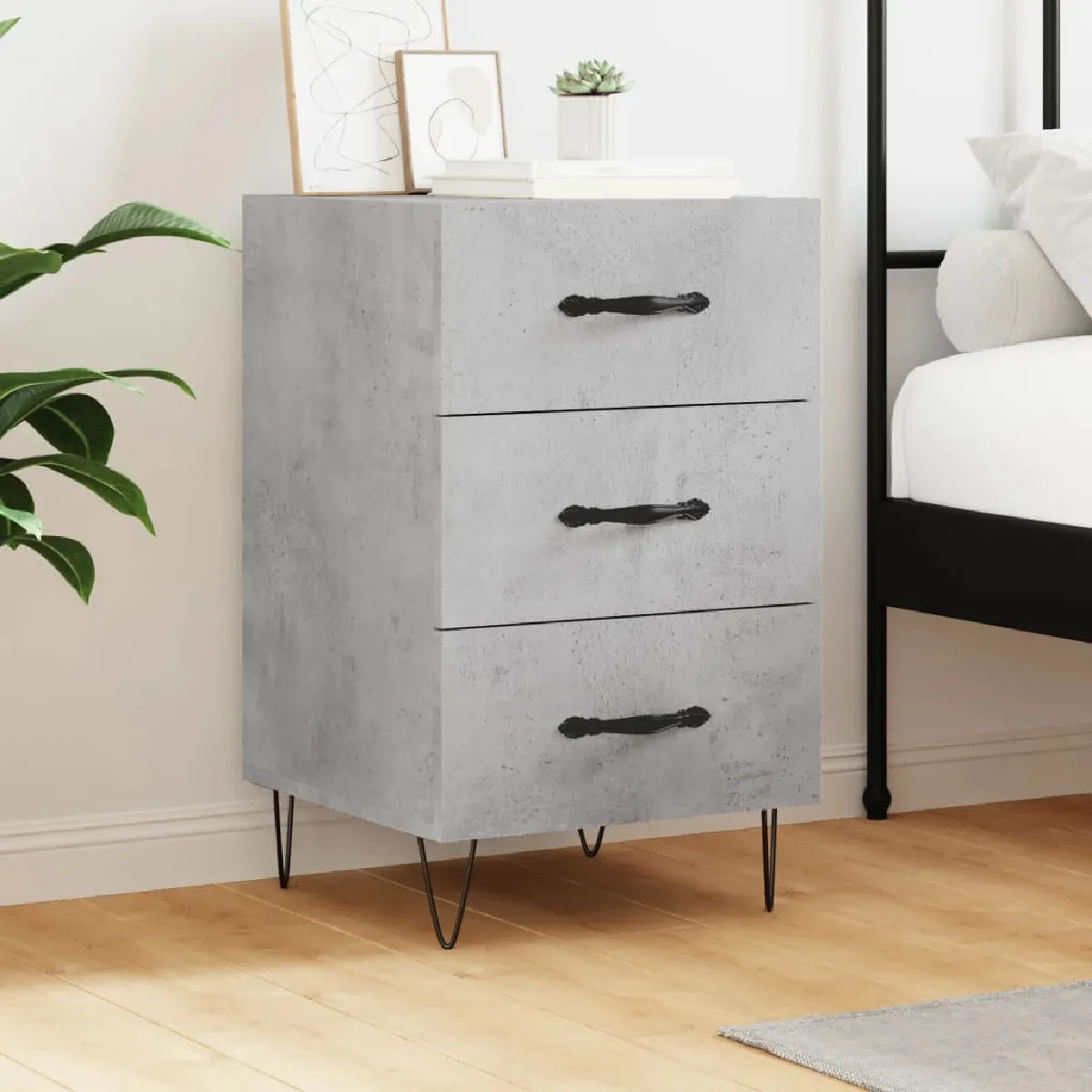 vidaXL Table de chevet gris béton