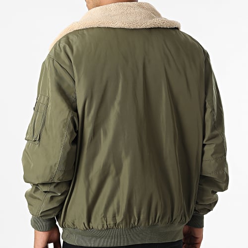 Veste Bomber Bombardier Col Mouton Vert Kaki