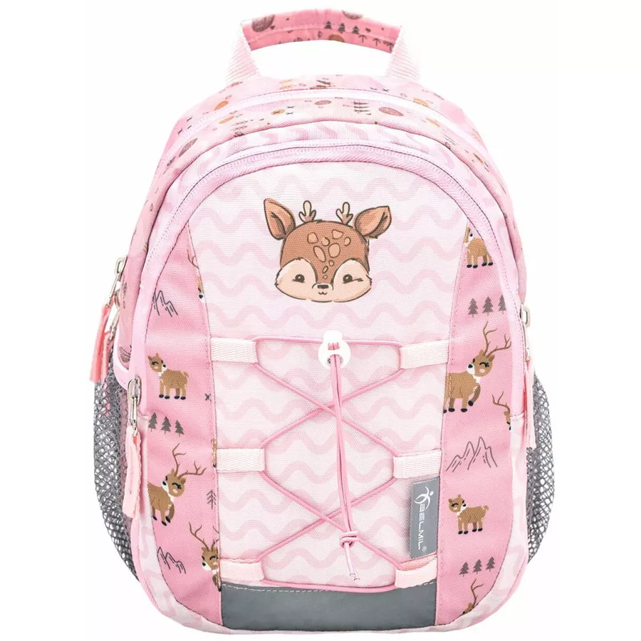 Belmil Kindergartenrucksack Mini Kiddy Kindergartenrucksack für 1-3 Jährige Kinder mit Brustgurt Woodland Deer