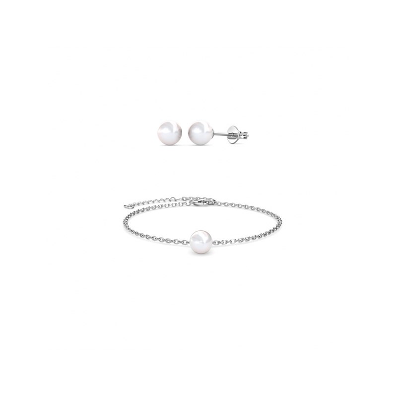 Parure Full Moon Crystal Pearl - Argenté et Cristal