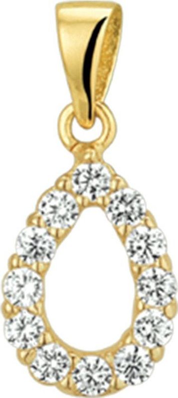 Huiscollectie - Hanger - Geelgoud - 6,5 x 14 mm - Zirkonia