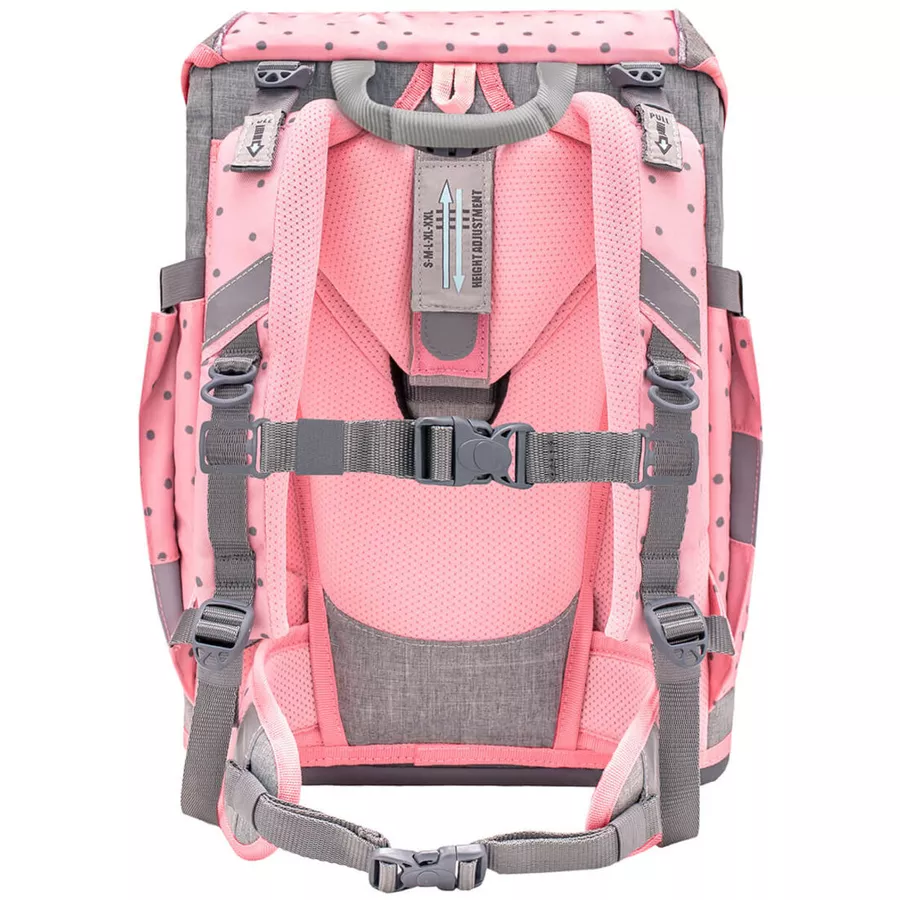 Belmil Schulranzen Smarty Schulranzen Set 6-teilig mit Brustgurt, Hüftgurt Pink Dots 2