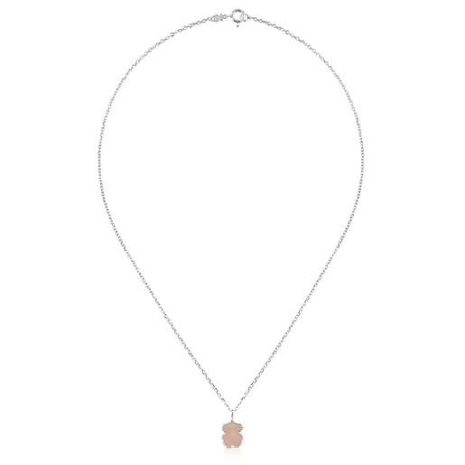 Colar TOUS em Prata Colorida e Quartzo Rosa Facetado