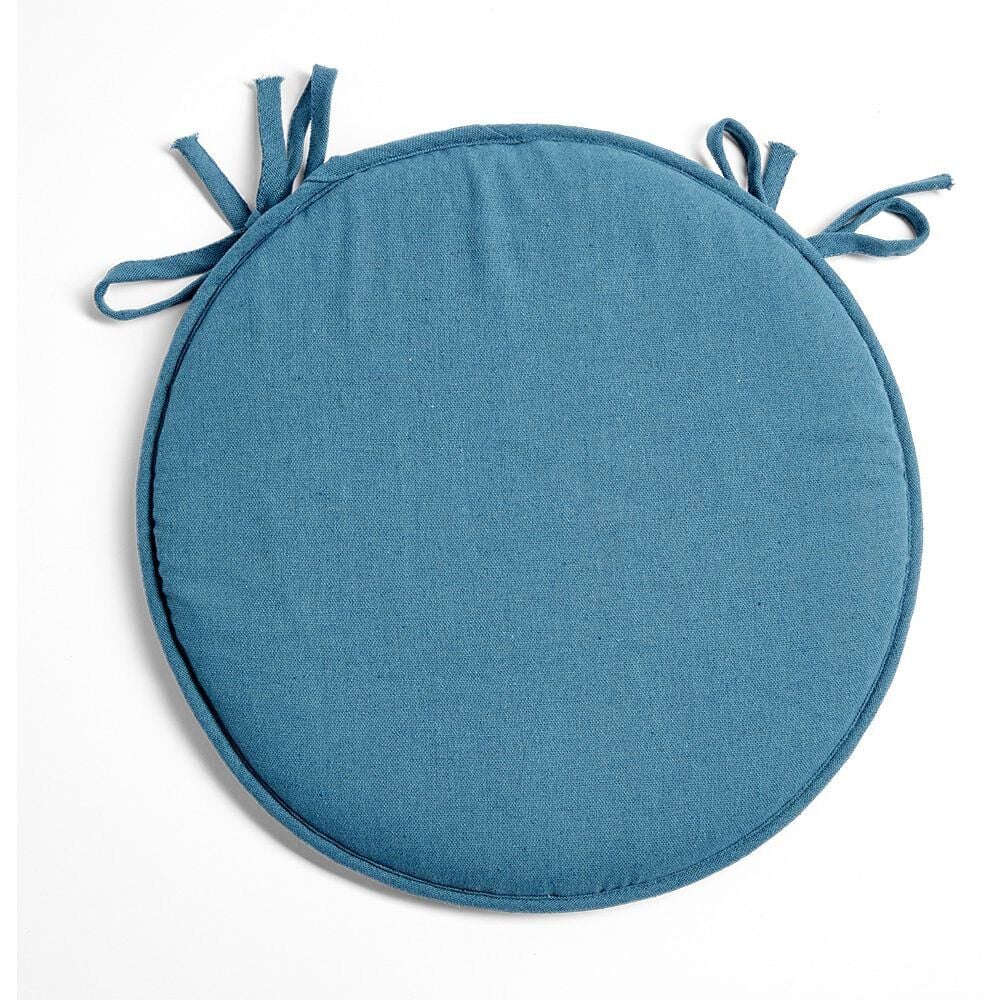 Galette de chaise ronde Ø38cm à nouettes polycoton bleu