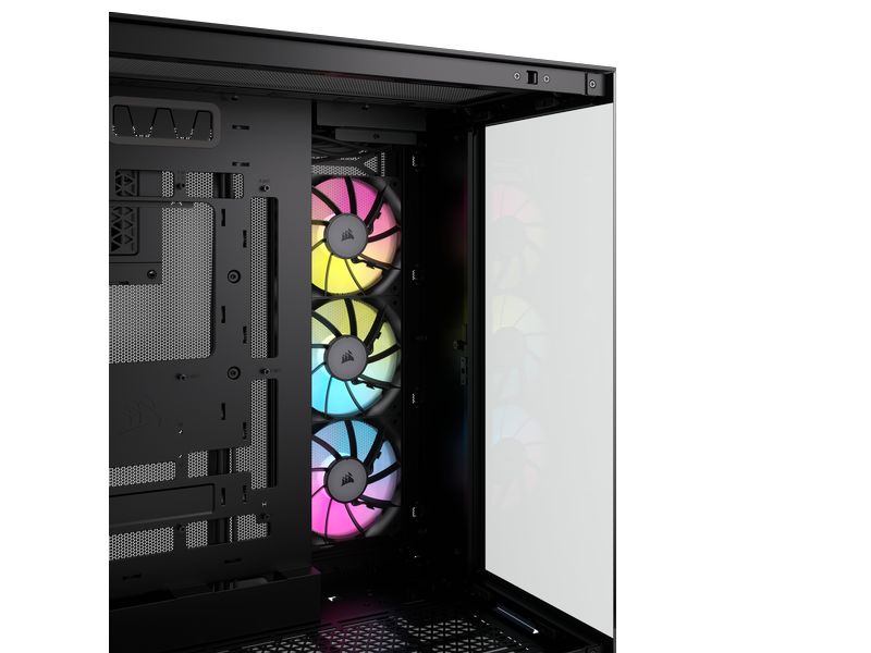 Corsair PC-Gehäuse 6500X RGB Schwarz Mid-Tower PC-Case mit Zwei-Kammer-Design, herausragendem Luftstrom und vorinstallierten RGB-Lüftern