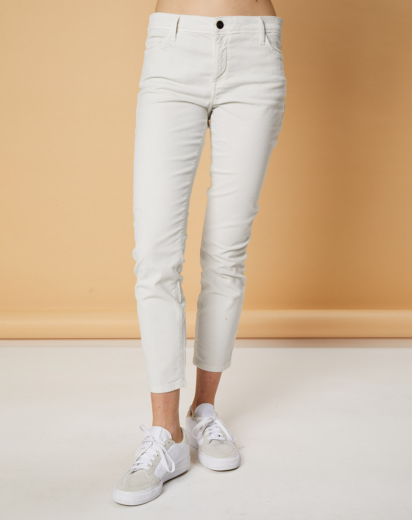 Acquaverde Pantalon slim en Velours Arizona new blanc craie