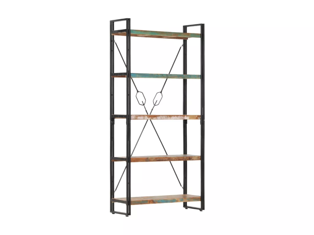 Bibliothèque 5 niveaux 90x30x180 cm Bois solide de récupération