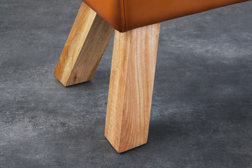 riess-ambiente Sitzbank TURNBOCK - 100cm cognac Echtleder Mangoholz Retro Sitzhocker