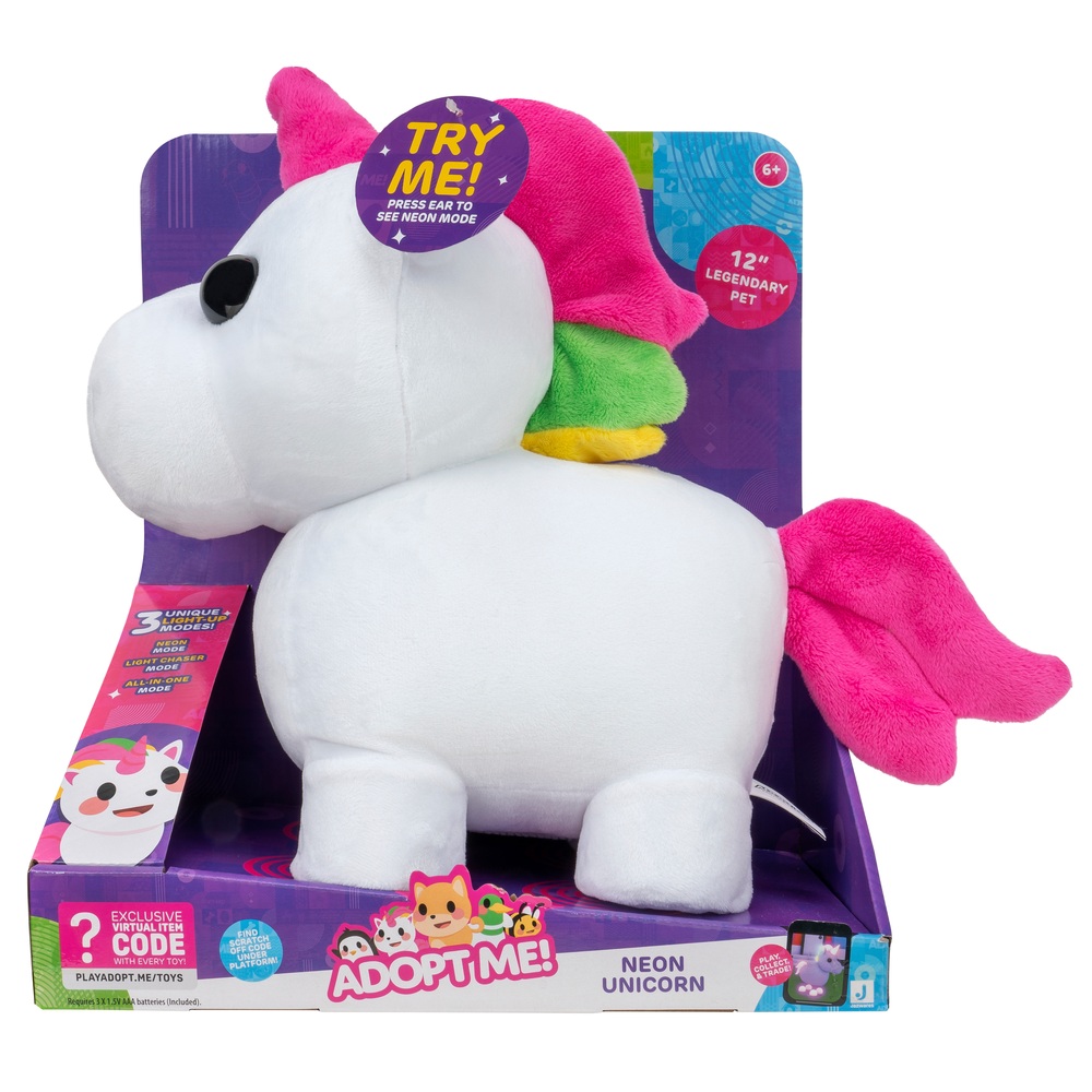 Adoptiere mich! Neonleuchtendes Einhorn, 30 cm Plüschtier