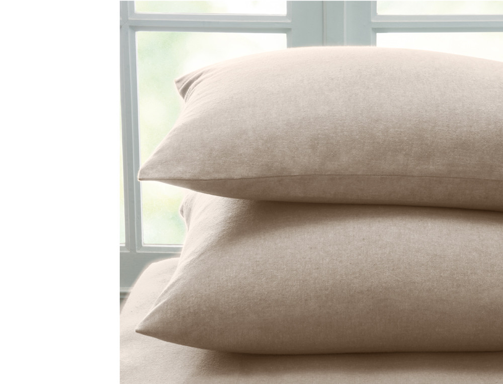 Pack de 2 taies d'oreiller-Flanelle tissé-teint