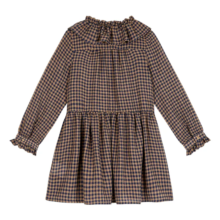 Emile et Ida Robe Viscose et Laine Vichy | Bleu marine
