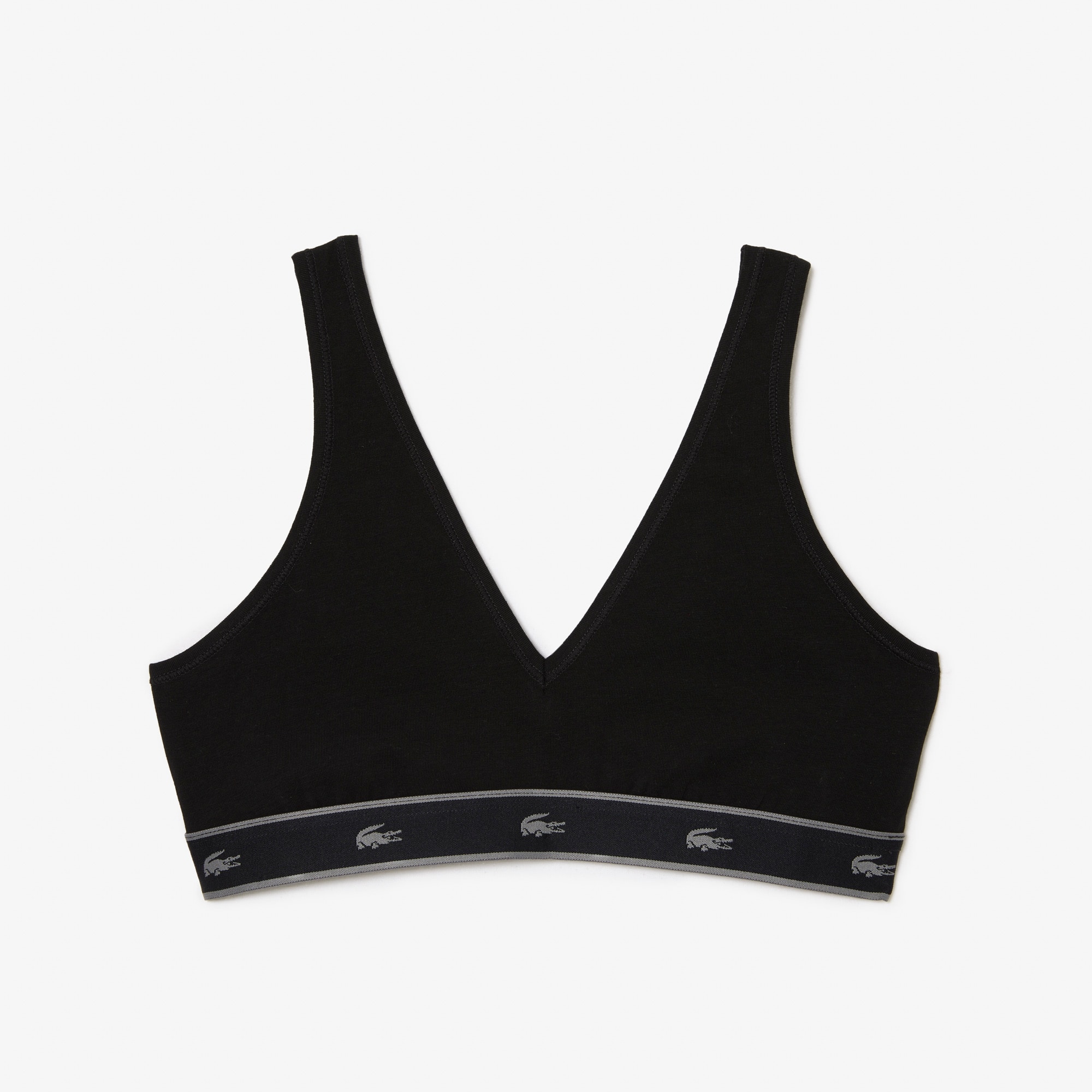 Brassière triangle en coton stretch Brassières - Noir - Lacoste - Femme