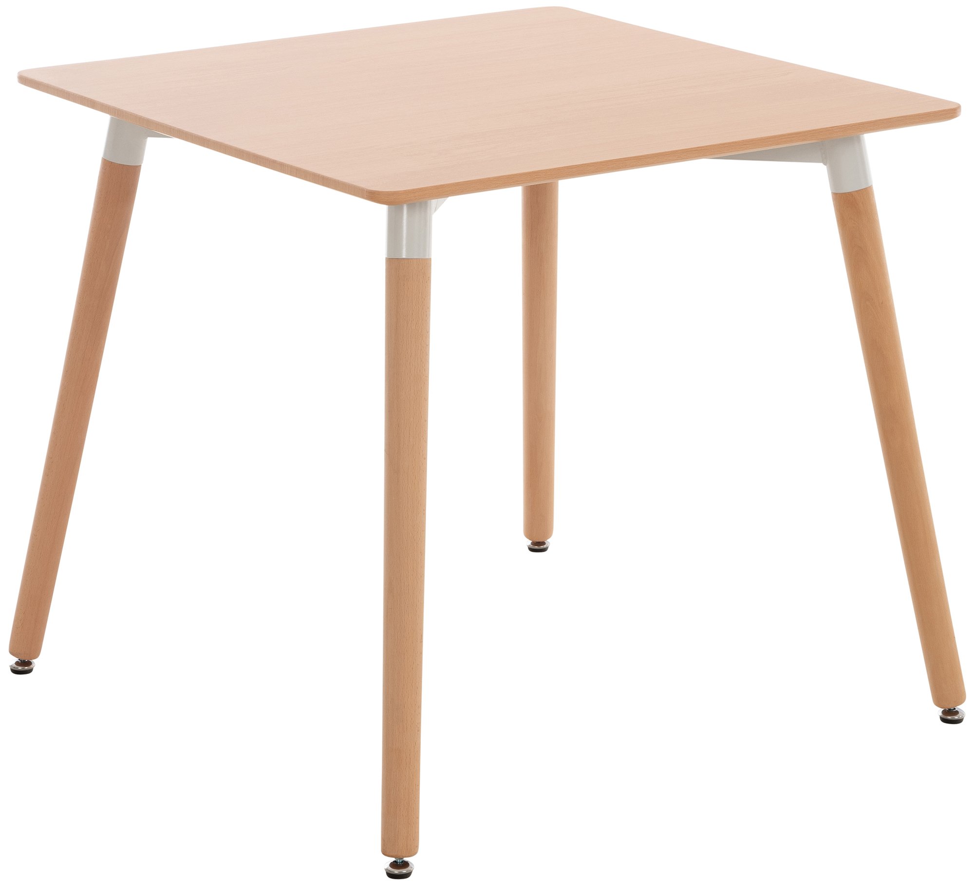 CLP Küchentisch Viborg I Esstisch Im Skandinavischen Design Für Wohnzimmer Mit MDF Tischplatte I Buchenholzgestell, Justierbare Bodenschoner