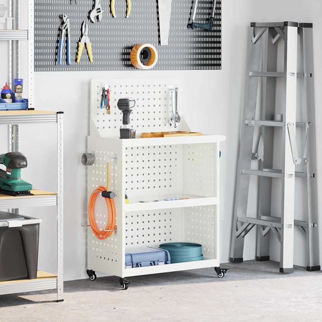 vidaXL Gereedschapswagen Wit 65 x 35 x 111 cm Koudgewalst Staal