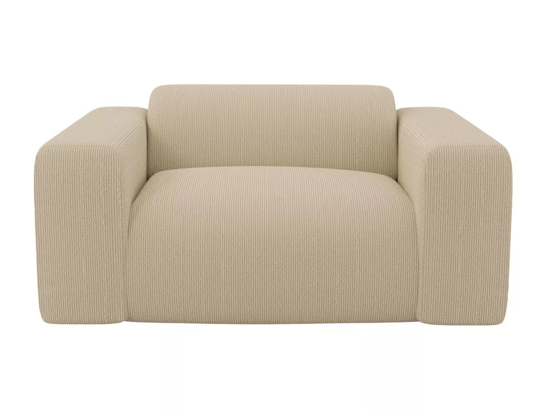 Canapé 3 places et fauteuil en tissu texturé beige POGNI de Maison Céphy