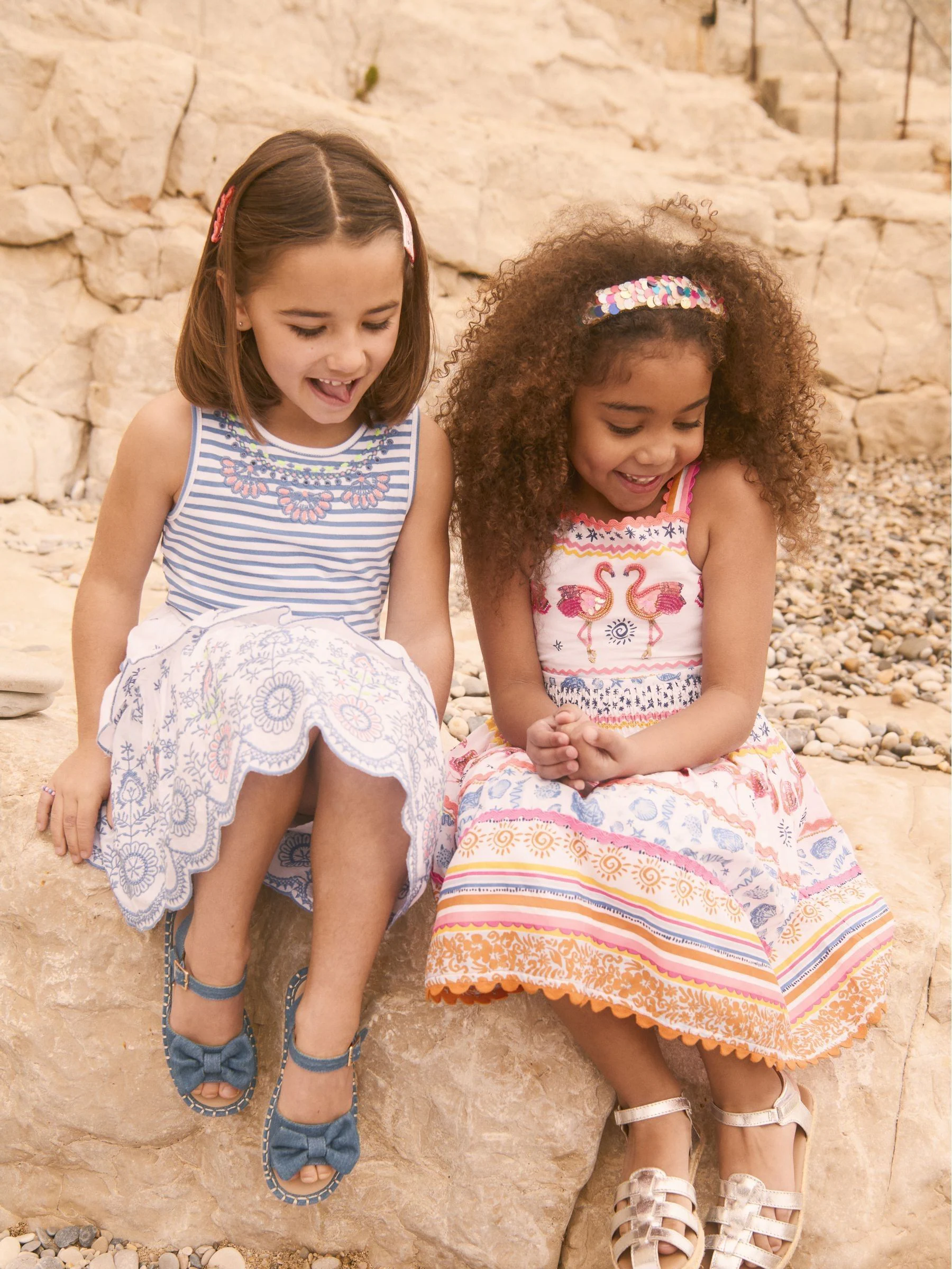 Monsoon 100% katoenen jurk met pailletten en flamingo's