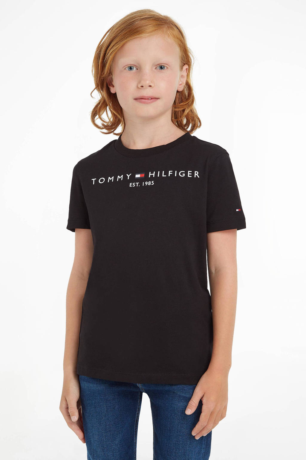 Tommy Hilfiger unisex T-shirt van katoen zwart