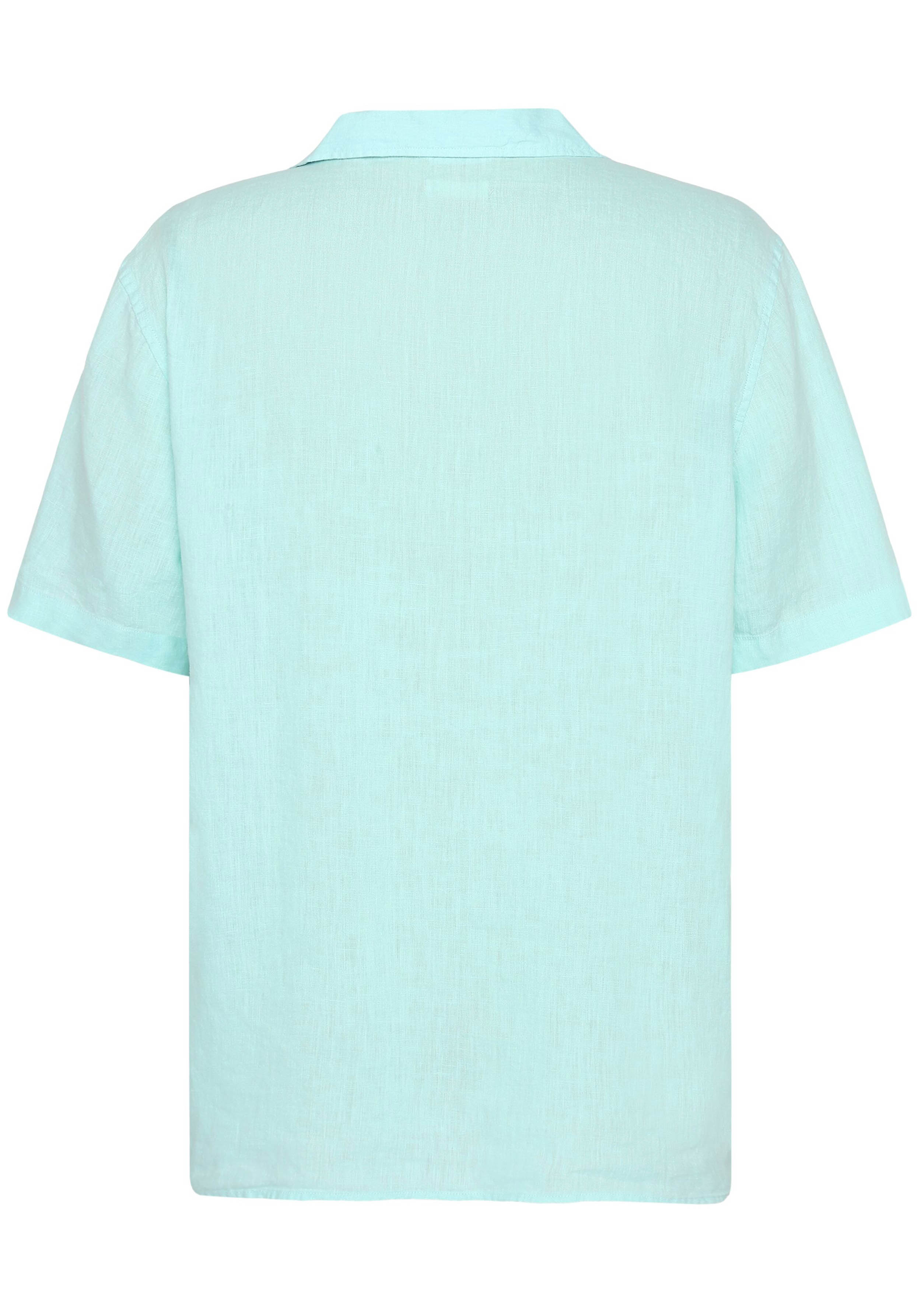 Knowledge Cotton Apparel Leinenhemd Box Fit SS Aqua-Esque