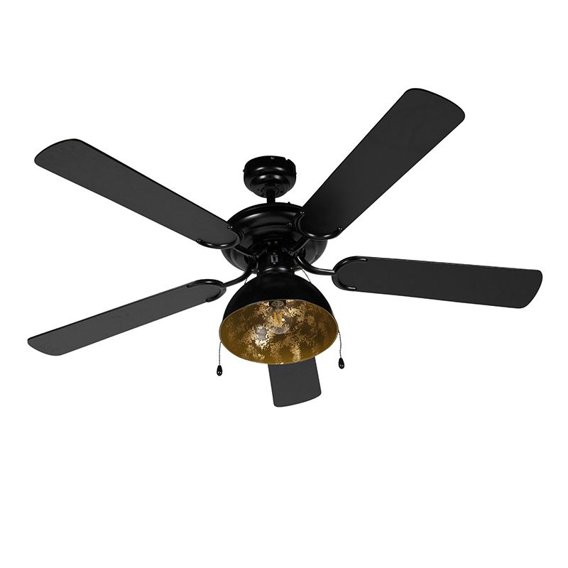 Plafondventilator zwart met beige 130cm met trekschakelaar - Mistral Magna