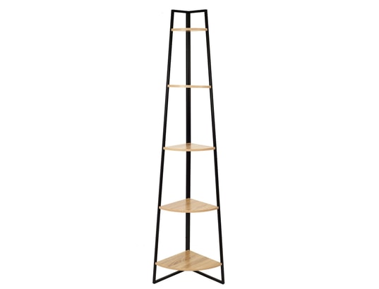 TOILINUX - Etagère d'angle 5 niveaux en bois et métal - noir et beige