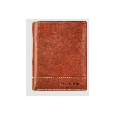 Maverick Rough Gear - Portefeuille - RFID, avec pochette à monnaie - cuir de buffle pleine fleur à tannage végétal - cognac