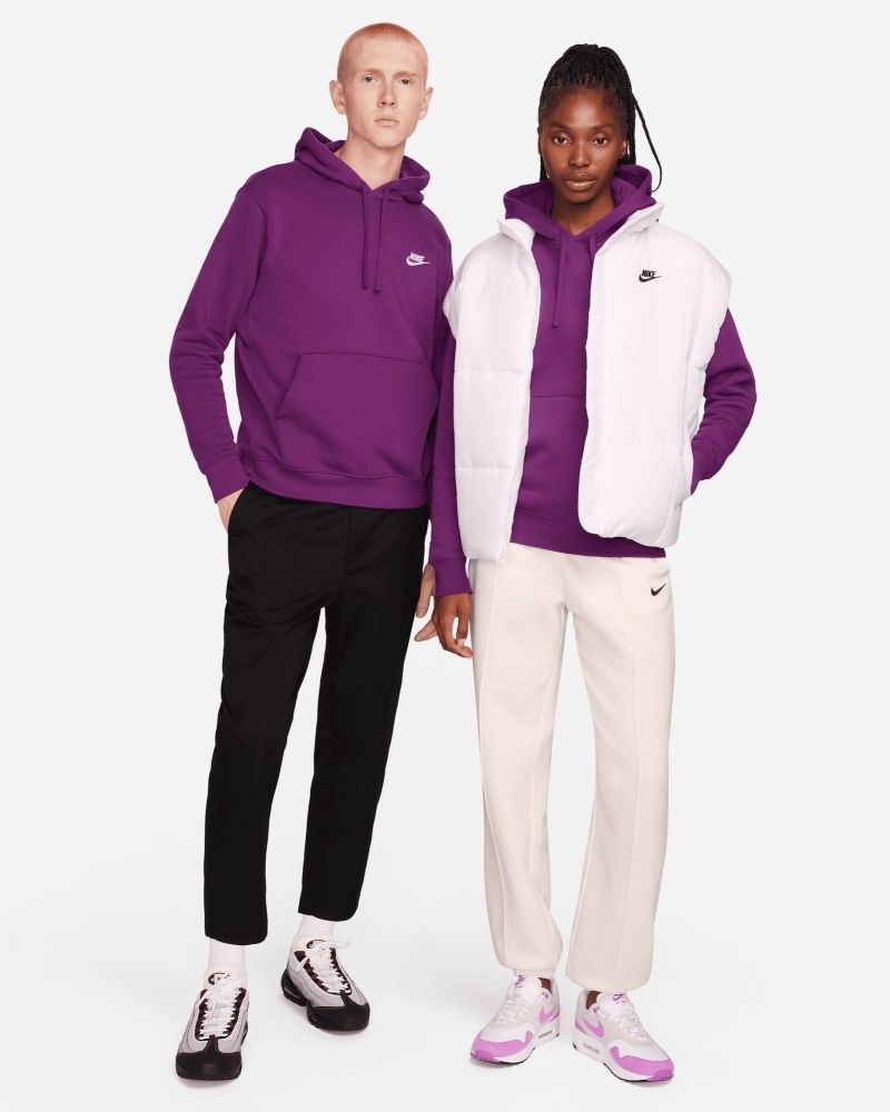Sweat à capuche Nike Sportswear Club Fleece Violet & Blanc pour homme