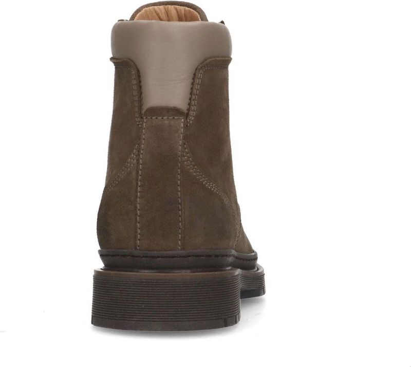 Manfield - Heren - Taupe Veterboots - Suède - Platte Hak 3 cm