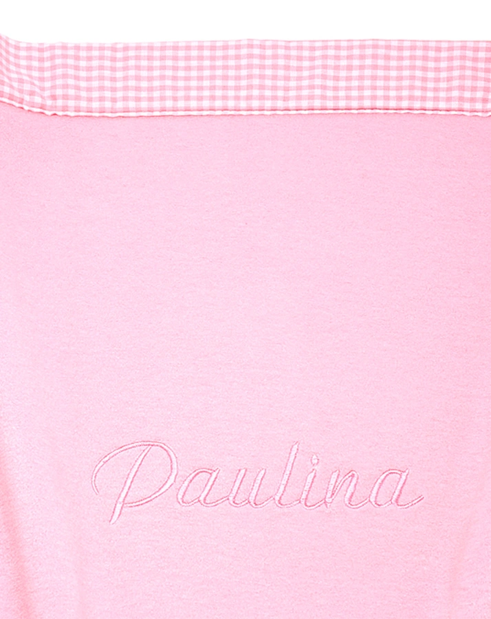Personalisierte Baby-Kuscheldecke rosa (Stickfarbe: hellblau)