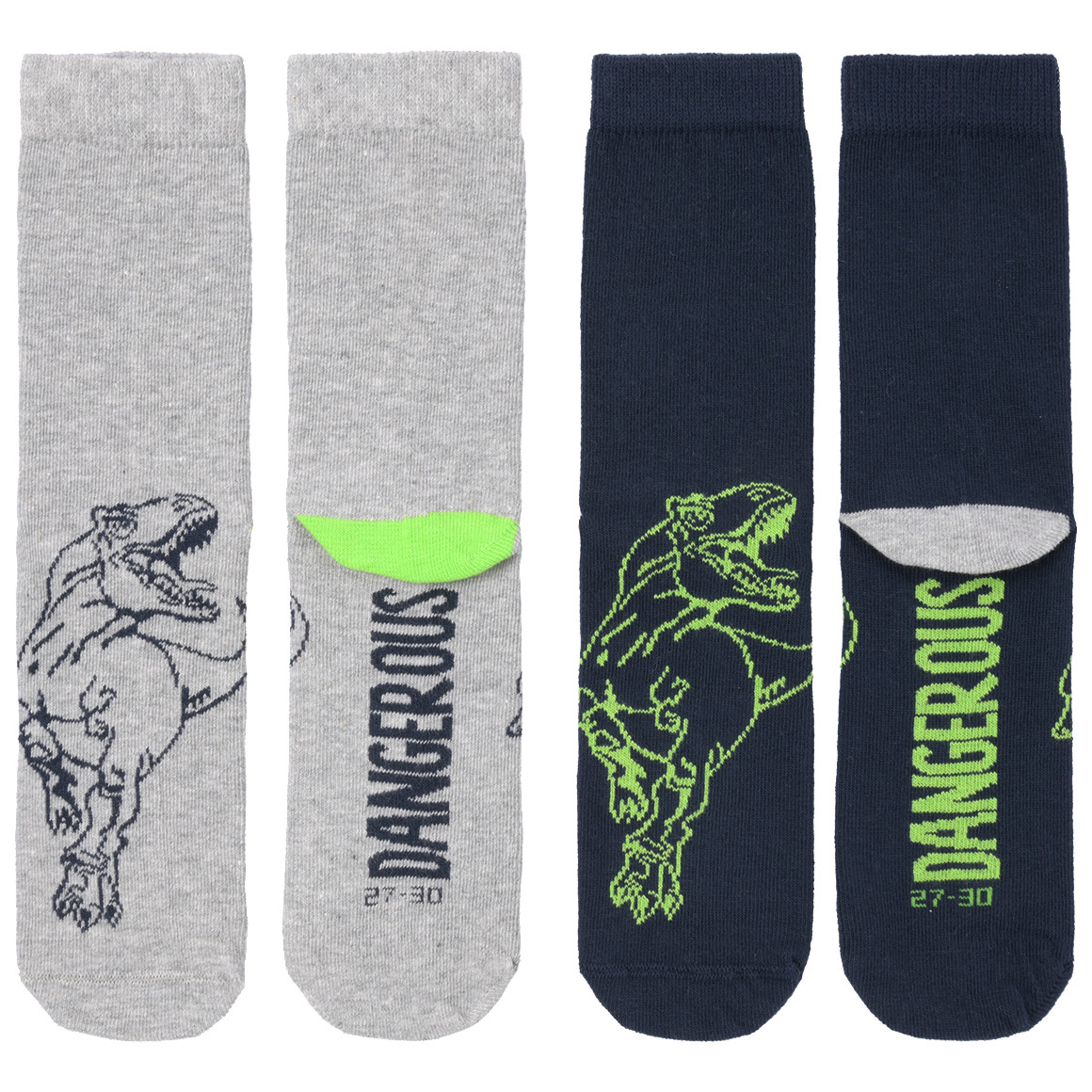 Topolino 3 Paar Jungen Socken mit Dino-Motiven dunkelblau / hellgrau
