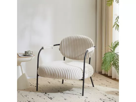 Fauteuil en velours côtelé beige - Léon